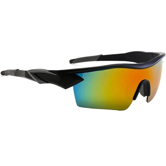 Men and Women's Black UV400 Protection Shield Cycling Sports 80s Sunglasses - Picture 1 of 6